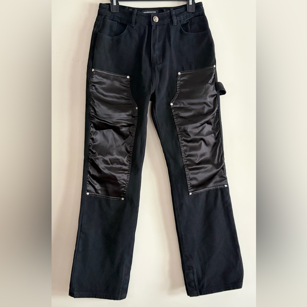 Maniere De Voir Black Jeans with Silver Button